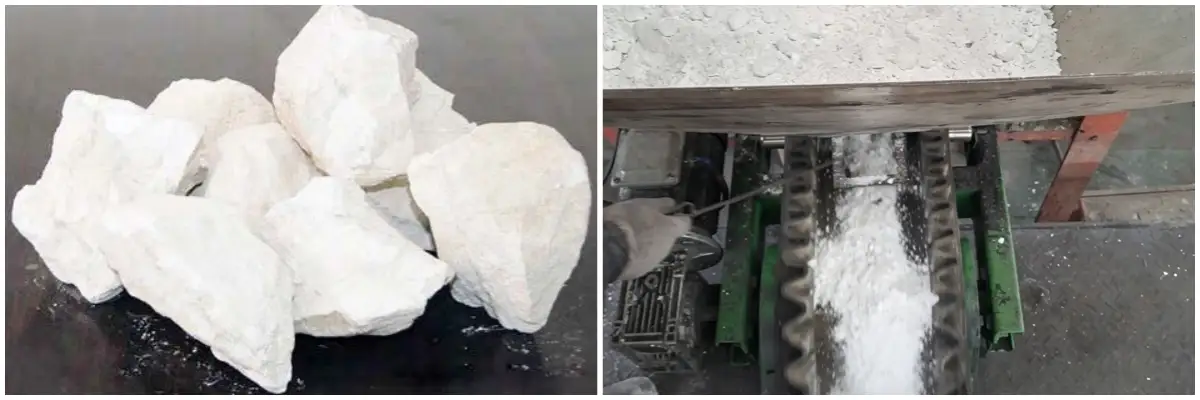 煅烧后的氧化钙（生石灰）与研磨后的氧化钙粉体